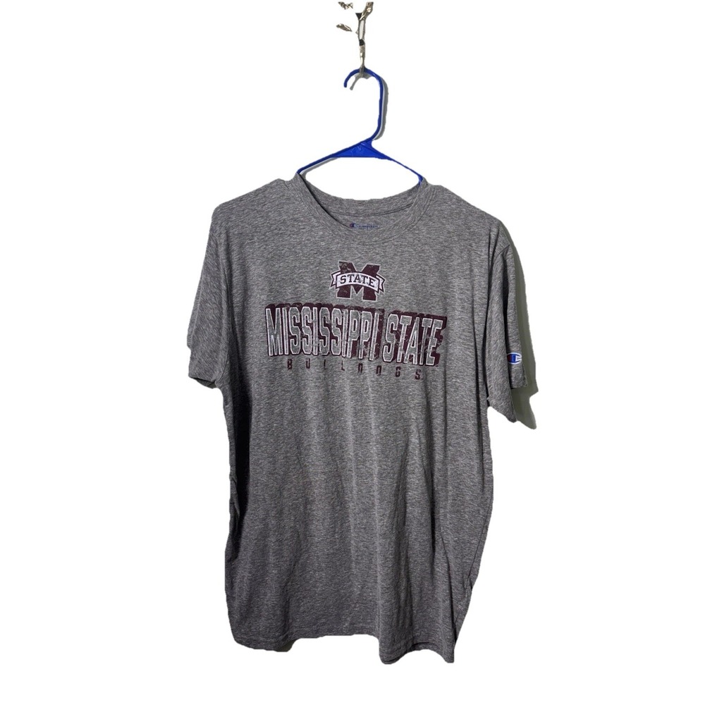 Champion Mississippi State Bulldogs T Shirt Large Grey Graphic Tee